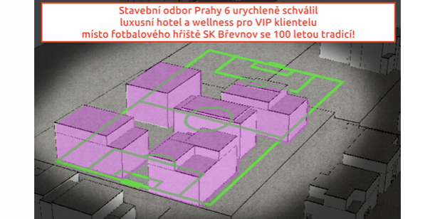 PETICE proti výstavbě hotelu na místě fotbalového stadionu Břevnov