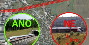 Petice proti rozdělení Dolních Měcholup 9 metrů vysokým valem vysokorychlostní tratě