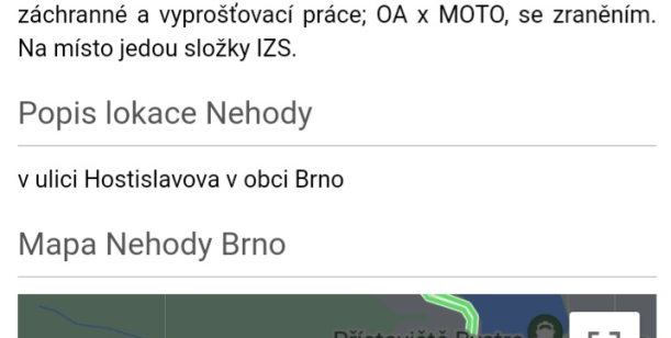 Úsekové měření rychlosti  ulice Hostislavova ve spojení s ulicí Vejrostova v Brně - Žebětíně/Bystrci