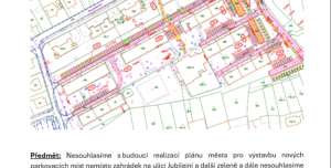 Proti výstavbě parkoviště a Silnice na ulici Jubilejní a Pod Strážnicí